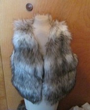 Girl's Vest faux fur white gray brown white lining 3xl junior missy size