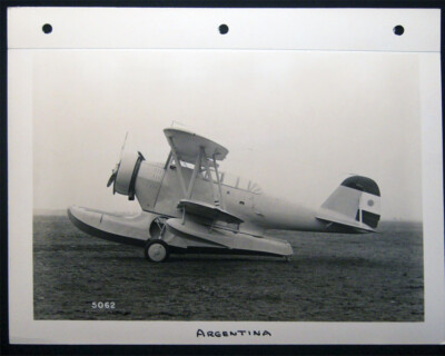 CIRCA 1930 PHOTO GRUMMAN G-20 AMPHIBIOUS BIPLANE JF-2 ARGENTINA NAVY VERSION