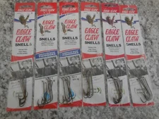 6 Packs Eagle Claw Snell Style 231X Size 1 DOUBLE Snelled Hooks 36 HOOKS