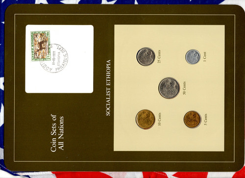 Coin Sets of All Nations Ethiopia w/card 50,25,10,5,1 cent 1977 UNC British Mint