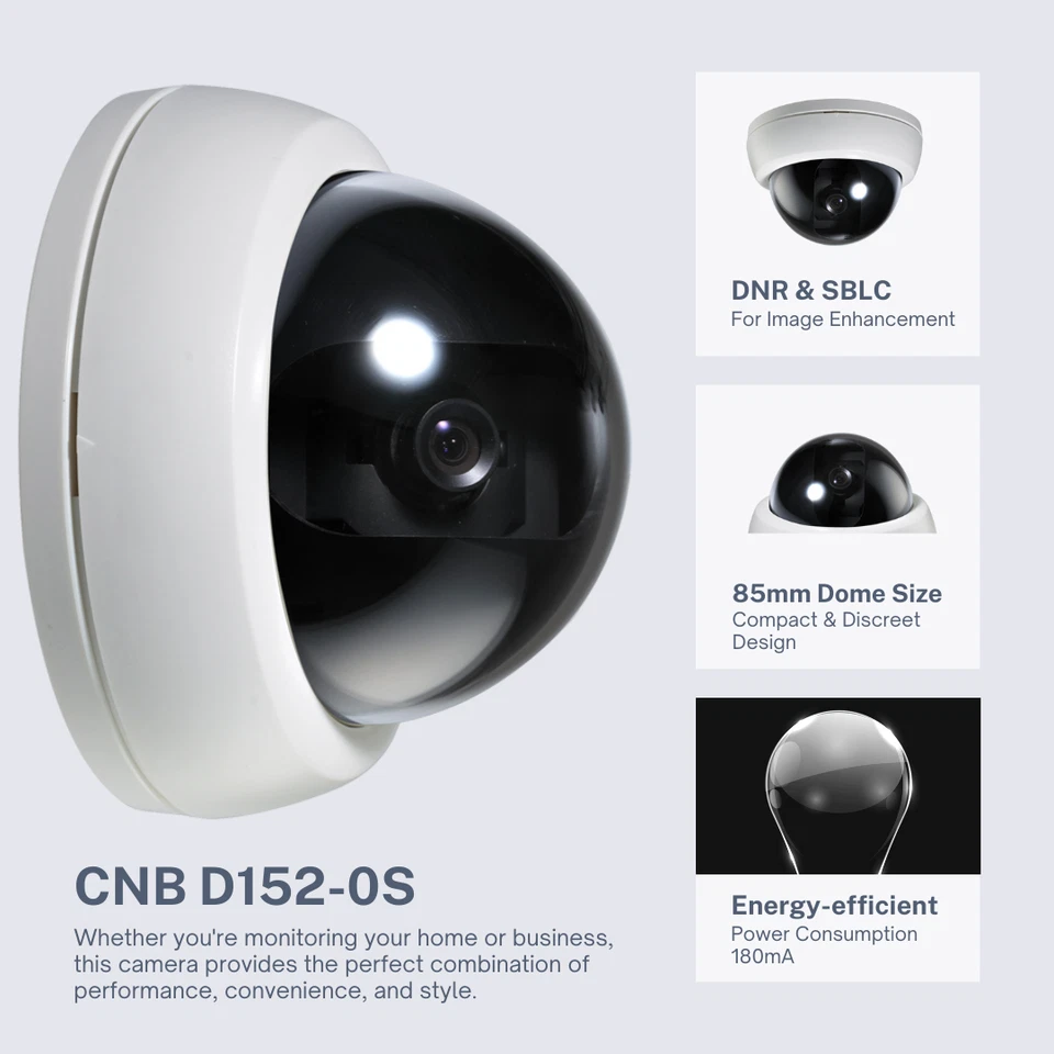 Analog Mini Dome Security Camera Indoor 600 TVL Fixed Lens 3 Axis - CNB D152-0S - Image 4 of 4