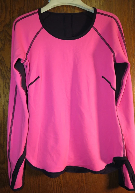 lululemon runder under long sleeve raspberry glo black swan rulu euc shirt