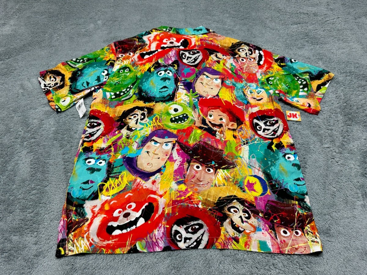 NEW Disney Pixar Button Up Shirt Adult Medium Graffiti Toy Story