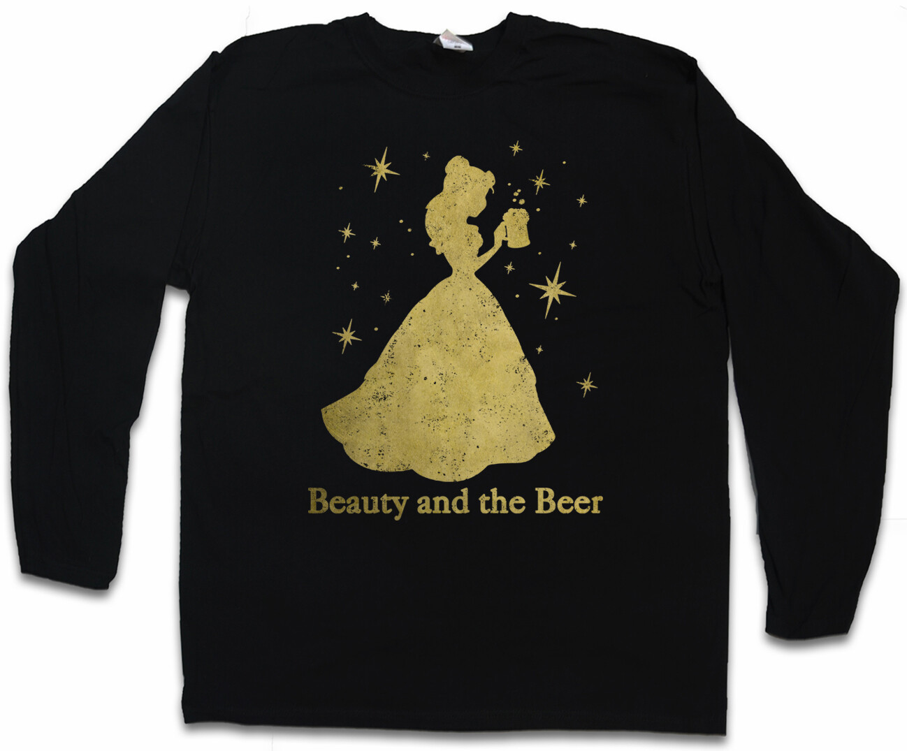 ALTRA Beauty and the Beer maglietta uomo manica lunga divertente ubriaco alcool ubriaco