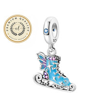Ice Skate With Wings Charm For Bracelet, Figure Skating Charm