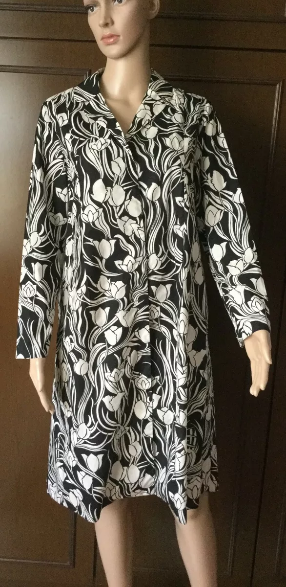 Poplin Shirt Dress Max Mara Woman, Black White Colour Size 44, Cotton Women's