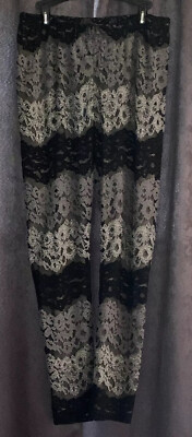 Vennus Black And Silver Lace Leggings