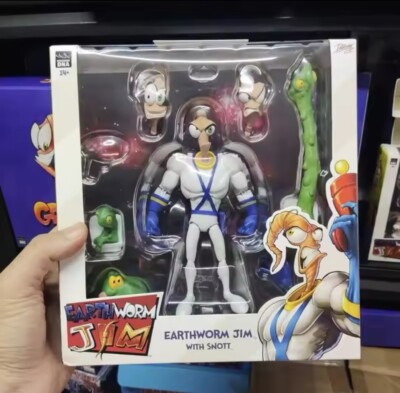 Earthworm Jim Action Figure Collection Game Peripherals Worm Body Jim Heads.