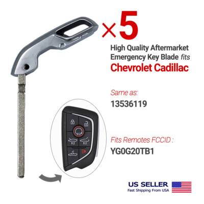 5x Emergency Insert Key for Chevrolet Corvette, Cadillac HU100 Same as 13536119