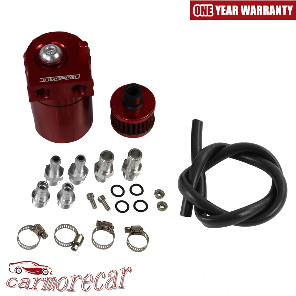Cilindro de aluminio motor depósito de captura de aceite respirador lata tanque + kit de filtro negro Foto 2 de 3