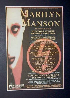 Marilyn Manson Antichrist Superstar Tour 1997 Small Poster Type 