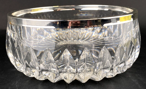 Vintage Gorham Althea Full Lead Crystal Bowl w/ Silver Rim #YC563 8" Germany New - Picture 4 of 19