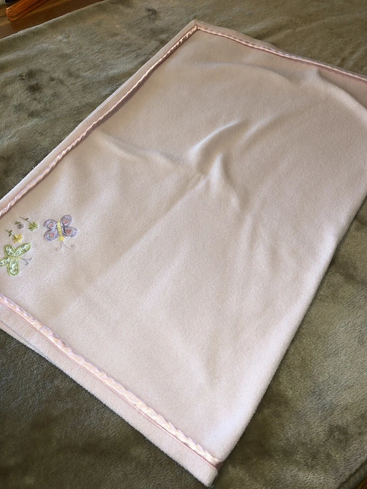 Manta vintage Tiddliwinks rosa mariposas polar 28,5x39,5 ribete satinado Foto 4 de 4