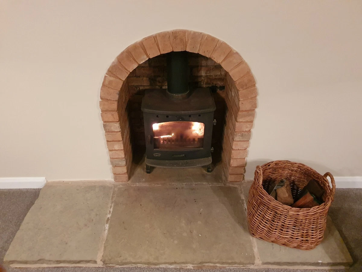 SOLD!Original reclaimed York stone flag slab pave mill stove hearth  woodburner | eBay