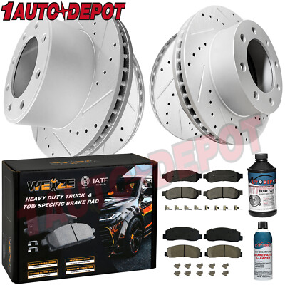 4WD Front and Rear Drilled Brake Rotors Pads for Ford F-250 Super Duty 2008-2012