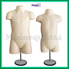 Child  Toddler Torso Body Dress Mannequins Set Flesh w/ 2 Stands  2 Hangers