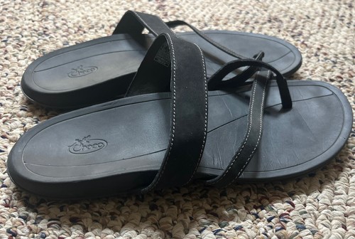 Chaco Sandel Womens 9 Black Toe Strap Comfort Walking Shoe Slip On Flip Flop - Picture 2 of 5