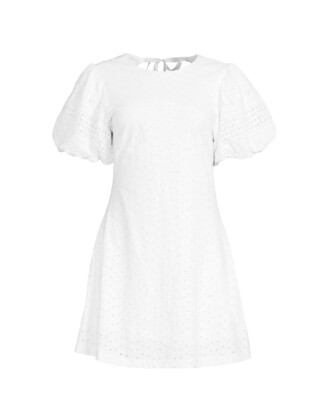 flowy lace mini dress Beckett Floral Embroidered Mini Dress • Shop American Threads Boutique White / L