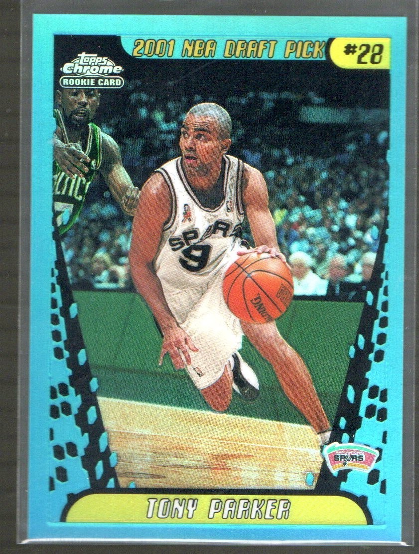 2001-02 Topps Chrome TONY PARKER #155 Rookie RC Refractor San Antonio Spurs HOF