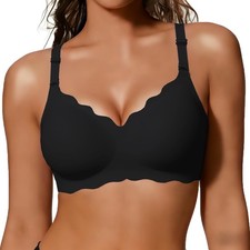 Jelly Bras for Women No Underwire Scalloped Push Up Wireless Bralettes Seamle...
