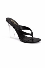 Women Black Clear Heel Sandals Open Toe Slip On High Heel Shoes