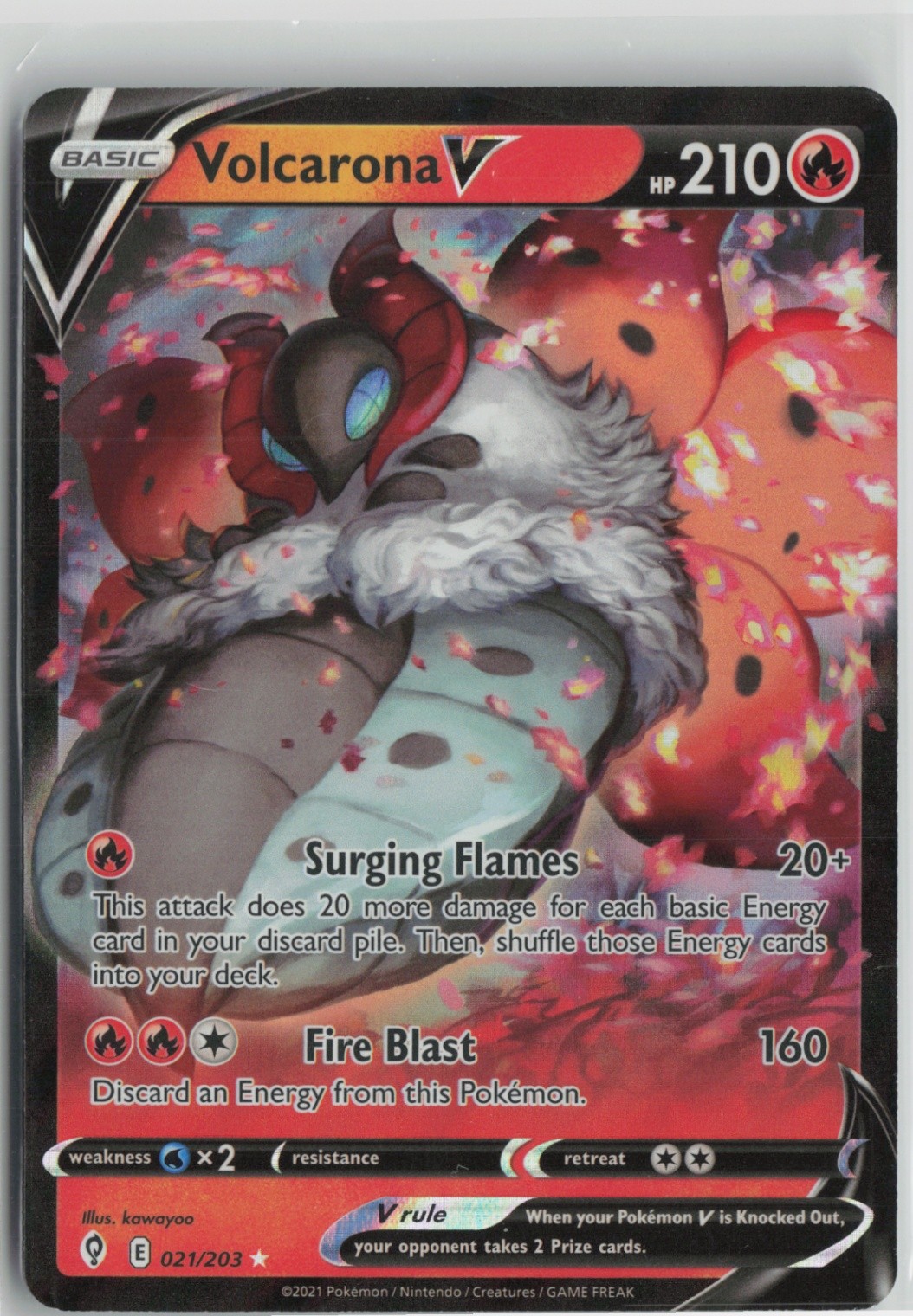 Volcarona V 021/203 Ultra Rare SWSH07: Evolving Skies NM Holo