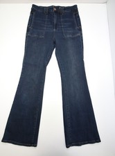 Anthropologie PILCRO Icon Flare Leg Patch Pocket Jeans Womens 29 Med Blue Wash