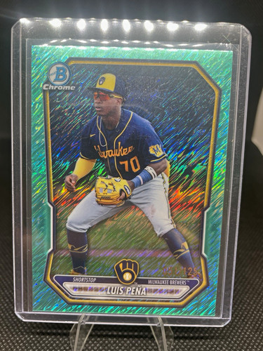Topps Bowman Chrome 2025 Luis Peña Brewers Green Shimmer /125 #BCP-120