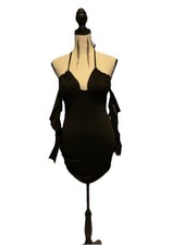 #13 Black Short Bodycon Dress. Halter Neck Off Shoulder  Tie Accent. Size Small.