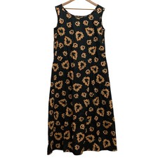WONDERFUL WORLD Flower Print Sleeveless Dress in Black Women USED