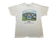 Vintage FedEx 25th Anniversary Computer IT Art Tshirt Large White 90s