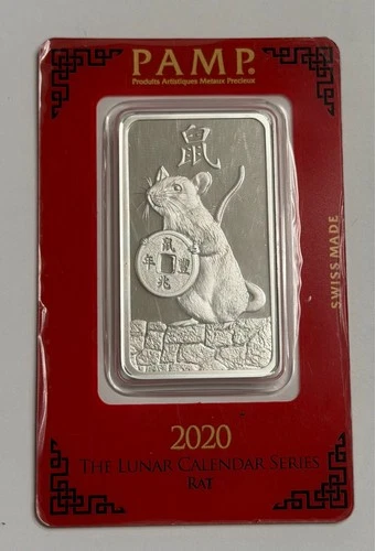 2020 Pamp Lunar Series Year of the Rat 1 oz .999 Fine Silver in Assay Card