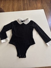 French maid cross back black and white bodysuit Victorian L'ecole Des Femmes