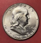 1954 S Franklin Silver Half Dollar, Gem Uncirculated.  Super Gemmy!