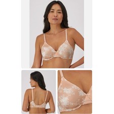 Bali Sandshell/white leaf One Smooth U Smoothing Concealing Underwire Bra 42D