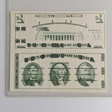 Rara banconota prova BEP 1973 Giori/Magna Press - coppia $ 1/$ 5 non tagliata - Lincoln, Washingt