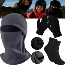 Fleece Scarf Hat Touchscreen Ski Gloves Socks Set Warm Gear for Cycling Skiing