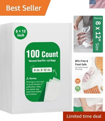 8x12 Heavy Duty Vacuum Seal Bags - 100 Pack for Safe and Fresh Food Storage