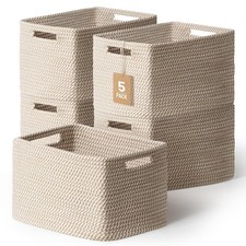 5 Pack Woven Storage Baskets for Shelves, Decorative Basket Organizer Storage...