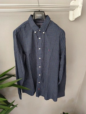 TOMMY HILFIGER Kariertes Herren Hemd Blau Größe L Slim Fit Neu Ohne Etikett