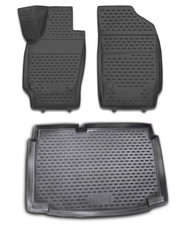 Gummi Kofferraumwanne Fußmatten Set für VW Polo 6R ab 2009- Laderaumwanne Matten