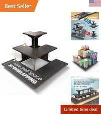 Versatile Black Wooden Tiered Display Stand - Perfect for Fairs  Craft Shows