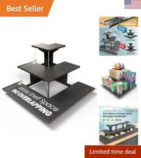 Versatile Black Wooden Tiered Display Stand - Perfect for Fairs & Craft Shows