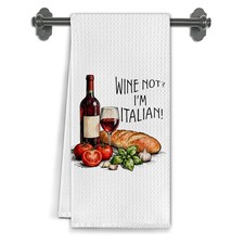 Funny Italian Wine Lover Drinker Kitchen Dish Towel Home Decor Gift 16x24 Inch