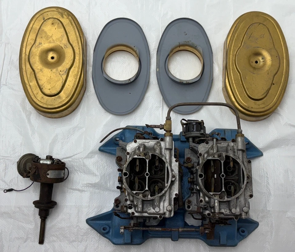 Colector de admisión 1958 Fury & Adventurer 2x4 carbohidratos distribuidor de purificadores de aire Foto 3 de 4