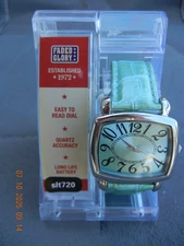 Faded Glory Silver Tone Light Aqua Leather band Aqua Dial Women's Watch - New