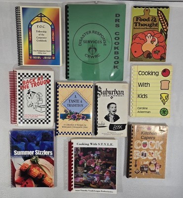 Lot Of 10 Vintage Spiral Community Cookbooks Recipe Books