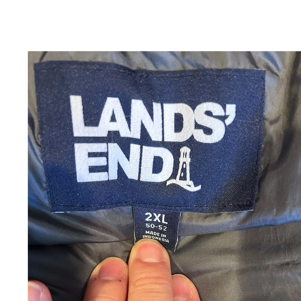 LANDS' END Black Full Zip Quilted Outdoor Insulated Down Puffer Vest Men's 2XL - Image 3 of 4