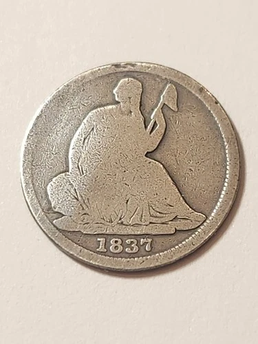 1837 VG+ Scarce Seated Liberty Half Dime No Stars Rare
