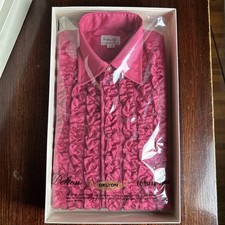 Vtg 70s Delton Tuxedo Shirt Mens Sz 14 33 Ruffle Frill Prom NOS Raspberry Pink